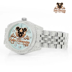Full-<b>Set</b> Moissanite Timepiece with a Sculpted Metal Body, Decorative Bezel and Oversized Bracelet Styling - Product Image 2