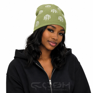 Cosh International Bonnet en tricot 100% acrylique vert olive personnalisé avec logo brodé, unisexe, pour l'hiver, usage décontracté - Product Image 4