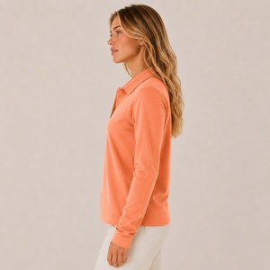 Camiseta Polo de Manga Larga para Mujer 2026, Mezcla de Algodón, Ropa Casual, Marca Privada, Fabricante Mayorista OEM ODM - Product Image 3