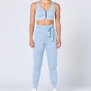 OEM Women Wide Leg Joggers High Elastic <b>Drawstring</b> Waist Breathable Quick Dry Running Spandex Cotton Track <b>Trousers</b> - Product Image 2