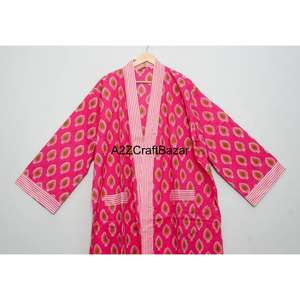 Bata Kimono Ecológica 100% Algodón Puro Lavable con Estampado Floral para Dama de Honor, Ropa de Dormir de Verano, Vestido Cómodo - Product Image 2