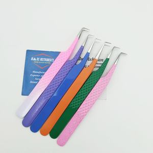 Pince à épiler d'extension de cils violets de haute précision pointe en fibre antidérapante en acier inoxydable pince à épiler à volume mince à 90 degrés utilisation facile - Product Image 2