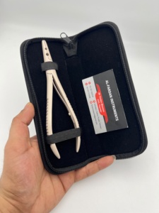 Two Holes Hair Extension Plier For Installation And Removal Micro <b>Silicon</b> <b>Beads</b> Nude Beige Color Stainless Steel Leather Pouch - Product Image 1