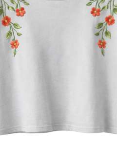 เสื้อยืดครอปผู้หญิงสีเทาอ่อนแบบกำหนดเอง ปักลายดอกไม้ แขนสั้น แฟชั่นลำลอง ผ้าฝ้ายผสม เนื้อนุ่ม เสื้อผู้หญิงสำหรับฤดูร้อน ขายส่ง - Product Image 4