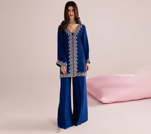 Beautiful Kurta Palazzo Suit Embroidery Work <b>Indian</b> 3PCS Salwar Kameez <b>Top</b> Bottom Dupatta Winter Party Modest punjabi suits wome - Product Image 1