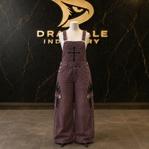 Salopette en jean unisexe taille haute coupe droite style vintage décontracté multi-poches hip-hop streetwear pour l'été - Product Image 1