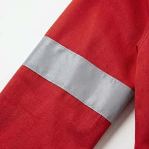 Red <b>Reflective</b> Work <b>Jacket</b> with Chest & Sleeve <b>Reflective</b> Tape Heavy Duty Industrial Utility <b>Jacket</b> OEM / Private Label - Product Image 5