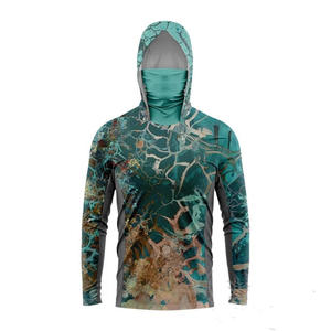 เสื้อตกปลาแขนยาวมีฮู้ดลายดอกไม้สำหรับผู้ชาย UPF 50 แห้งเร็ว ผลิตจากโพลีเอสเตอร์ 100% เสื้อคลุมสำหรับผู้ใหญ่สำหรับกิจกรรมกลางแจ้ง - Product Image 6