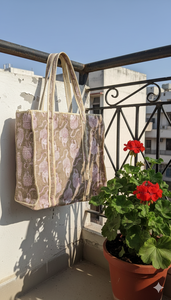 Bolso Tote de Algodón Acolchado Ligero Hecho a Mano, Color Sólido Vintage, para Viajes y Compras - Product Image 2