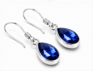 Blue Sapphire Teardrop Sterling <b>Silver</b> Drop <b>Earrings</b> | 925 <b>Silver</b> Pear Shape <b>Dangle</b> <b>Earrings</b> | September Birthstone Gemstone Jew - Product Image 2