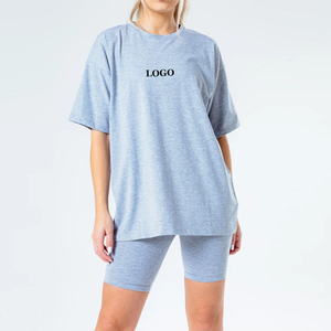 Custom Logo Cropped T-Shirt and Shorts Set for Women Casual Workout Lounge Two Piece Outfit - Product Image 2