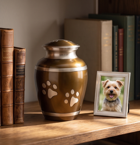 Urnes funéraires modernes en aluminium, faites à la main, en gros, classiques, uniques, élégantes, imprimées de pattes de chien, stylées, fantaisie, vintage, avec logo personnalisé - Product Image 2