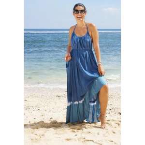 Elegancia en la Playa con Nuestro Vestido Largo Halter Color Beige Arena, Hecho con Tela Suave y Transpirable, Corte Holgado - Product Image 1