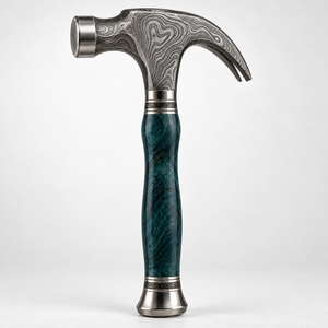 Marteau en acier damas à manche en bois, motif soudé, design artisanal traditionnel, objet de collection décoratif - Product Image 5