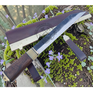 Couteau Viking Seax en acier à haute teneur en carbone forgé à la main, lame de 12 pouces, manche en bois de noyer avec embout en laiton, meilleur couteau sax médiéval pour collectionneur - Product Image 1