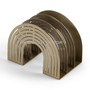 Stainless Steel Metal With Marble Base Golden Finished Geometric Shape Card Holder Fancy Design Luxury Home Decor - Product Image 4