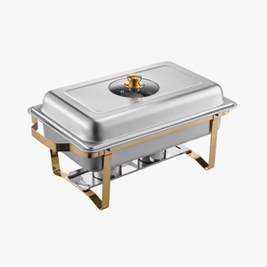 Premium 4 Qt Rectangular Chafing Dish Set Gold Stainless Steel <b>Buffet</b> <b>Warmer</b> At Cheap Price - Product Image 1