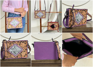 Bolso Bandolera Pequeño de Cuero Genuino Repujado para Mujer, Venta al por Mayor Directa de Fábrica, Bolsos de Mano Cuadrados de Piel de Vacuno Natural con Correa de Muñeca - Product Image 3