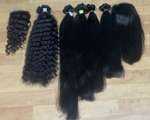 Mèches naturelles lisses et lisses avec cuticules alignées, mèches frontales assorties, 40 pouces, 13x4 - Product Image 3