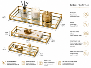 Modern Brass Glass Decorative <b>Tray</b> Layered Serving Organizer Custom Size Color Design for Home Hotel Restaurant - Product Image 6