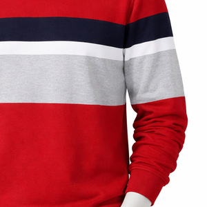 High Quality Cotton Fleece Long Sleeve <b>Pullover</b> Men's Striped Sweatshirt Casual Round Neck Patchwork <b>Jumper</b> - Product Image 4