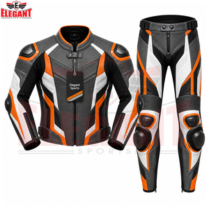 Two-Piece Motorcycle Biker suit <b>Outfit</b> Cowhide <b>Leather</b> Racing Jacket Pant Premium Quality Split Track Racing <b>Leather</b> Suit - Product Image 3