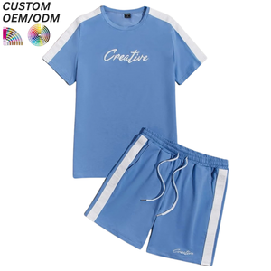 Ensemble de vêtements pour garçons à imprimé animal de haute qualité, 2 pièces, t-shirt et short 100% coton, support OEM/ODM pour la vente en gros, toutes saisons - Product Image 1