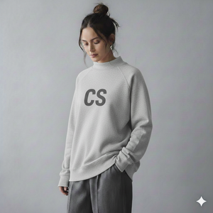 เสื้อสเวตเชิ้ตผู้หญิงแบบสั่งทำ ผ้าฝ้ายเนื้อหนา ทรงโอเวอร์ไซส์ คอเต่า แขนยาว สำหรับผู้หญิง - Product Image 2