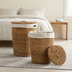 Cesta de Almacenamiento de Mimbre Tejido con Tapa, Cesto para Ropa Sucia, Organizador de Mimbre para Baño, Dormitorio, Lavadero - Product Image 5