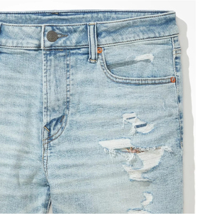 Shorts en jean vintage personnalisés pour hommes, style streetwear d'été, coupe baggy, double genouillère, pour le travail - Product Image 6