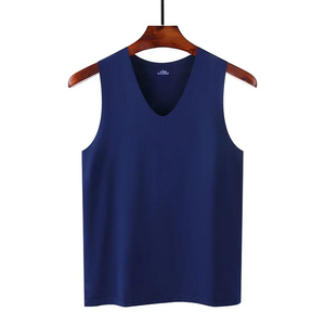 Débardeur en coton tricoté 100 % respirant à col en V pour homme, coupe ample, idéal pour le fitness et le sport - Product Image 5
