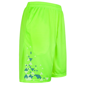 Ensemble Maillot et Short de Basketball Personnalisé Vert Néon à Motifs Géométriques Triangulaires – Tenue d'Équipe Sublimée OEM - Product Image 3