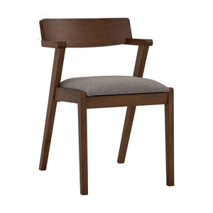 Silla de Comedor Minimalista de Mediados de Siglo, Estructura de Madera de Haya, Asiento de Tela Gris Claro, Respaldo Ancho, para Hogar, Oficina, Restaurante, Cafetería, Hotel - Product Image 4