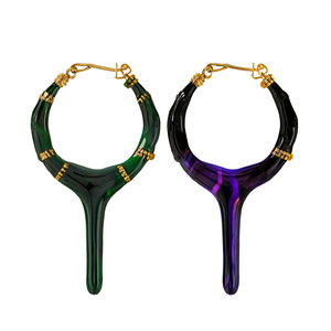 Orecchini a Cerchio in Acciaio Inossidabile Acero, Orecchini Pendenti alla Moda con Goccia di Olio Monocolore, 12 Paia - Product Image 2