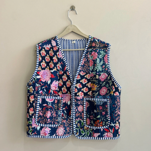 Gilet en coton matelassé à motifs indiens pour femmes - Product Image 1
