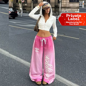 Pantalones Deportivos de Verano para Mujer, Estilo Informal, Color Rosa, Cintura Media, Corte Holgado, Diseño Urbano con Temática de San Valentín - Product Image 1