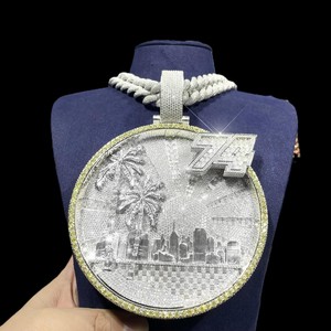 925 Silver Hip Hop Jewelry Necklace Pendant Custom Luxury <b>Iced</b> <b>Out</b> Silver VVS Mossanite Custom <b>Chain</b> and Pendants - Product Image 1