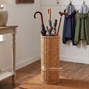 Soporte cilíndrico de ratán para sombrillas, torre organizadora de almacenamiento sostenible para entrada, hogar y oficina - Product Image 3