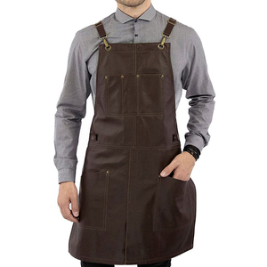2026 Custom High Quality Hair Cutting Barber Salon <b>Aprons</b> Comfortable Cotton Denim Leather-Haircutting Gown Hairdressing Cape - Product Image 4