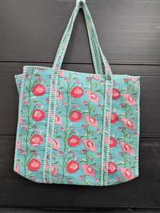 Sac fourre-tout personnalisé pour femme, style bohème, doublure en coton matelassé, imprimé floral, fermeture éclair, lavable, organiseur, voyage, shopping - Product Image 3