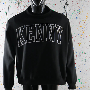 KENNY BLACK Sweat-shirt à col montant 100% NOIR Broderie appliquée Sweat-shirt à col large URBAN PRODUCTIONS - Product Image 1