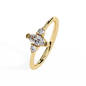 แหวนหมั้นเพชรทรงมาร์คีส์แบบมินิมอล ประดับเพชรทรงกลม ทองคำ 14K 18K สีเหลือง รับสั่งทำแบบ OEM ODM ขายส่งเครื่องประดับ - Product Image 3