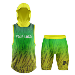 Conjunto de Camiseta sin Mangas con Capucha y Pantalones Cortos Sublimados Personalizados en Degradado Rosa Oliva, Patrón de Lagarto, Uniforme de Baloncesto 7v7, Servicio OEM - Product Image 3