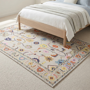 Alfombra de Lana Premium de Pelo Plano Multicolor Nudada a Mano, Grosor Medio, Diseño Floral Clásico Oushak, Duradera - Product Image 2
