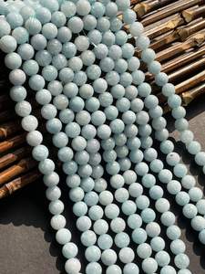 ลูกปัดหินควอตซ์อะความารีนสวยงาม ทรงกลม สีฟ้าสดใส ลูกปัดพลอยเต็มเส้น ยาว 15.5 นิ้ว สำหรับทำเครื่องประดับ - Product Image 6