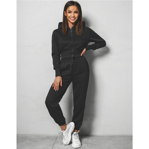 Women’s Breathable Cropped <b>Zip</b> <b>Up</b> Hoodie & Pant Set Women’s Lightweight & Comfortable Fit Zipper Tracksuit Set For Outdoor Sport - Product Image 1