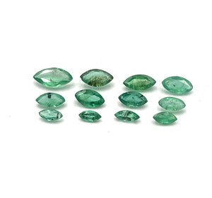 Lot de pierres précieuses en émeraude de Zambie, taille marquise, facettées, 2-6 mm, émeraude verte naturelle pour la fabrication de bijoux - Product Image 1