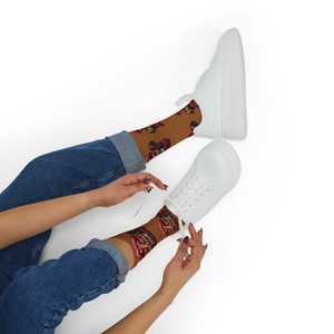 Custom Designs Printed Crew <b>Socks</b> Men's Digital Print Brown Red Lips Pattern Breathable Knitted Summer Daily Wear - Product Image 2