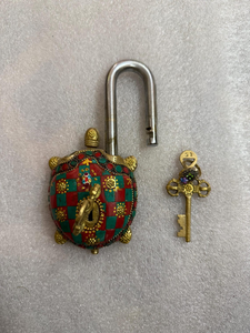 Antique Brass Turtle Shape Decorative Padlock <b>with</b> Vintage Key Ornamental Metal <b>Lock</b> for <b>Jewelry</b> <b>Box</b> Cabinet Door Home Decor Gif - Product Image 2