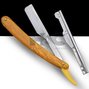 Navaja de afeitar con mango de madera para hombre, navaja de barbero para barba, hermoso color negro, navajas de barbero de acero inoxidable, embalaje con logotipo. - Product Image 3